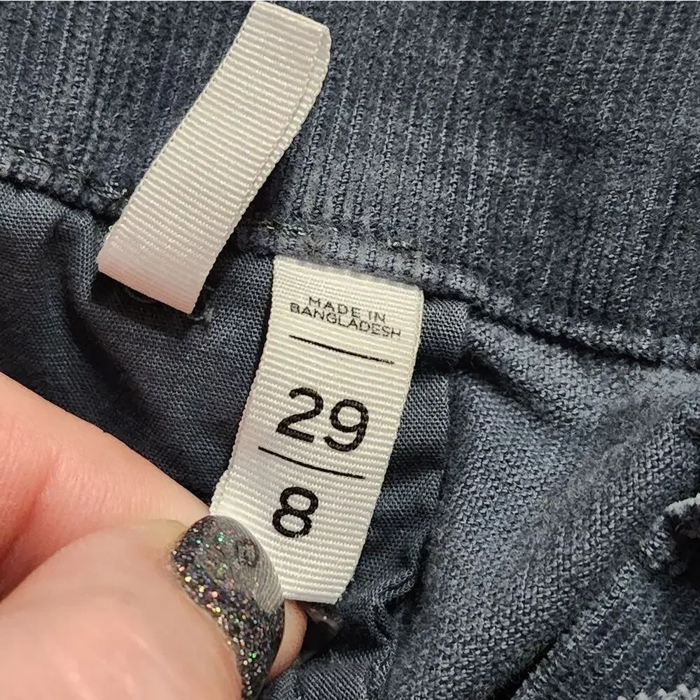 LOFT mid rise Grey fine wale stretch Skinny corduroy‎ pants size 29 8
